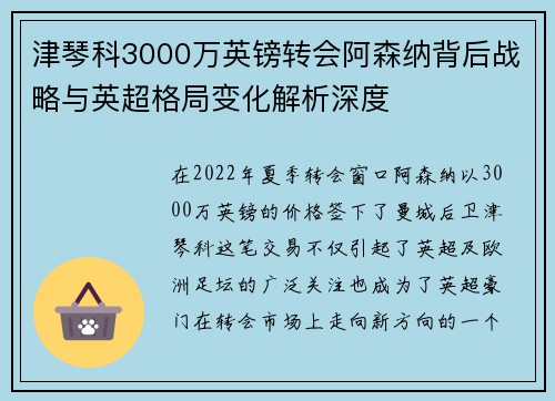 津琴科3000万英镑转会阿森纳背后战略与英超格局变化解析深度 津琴科3000万英镑转会阿森纳背后战略与英超格局变化解析深度